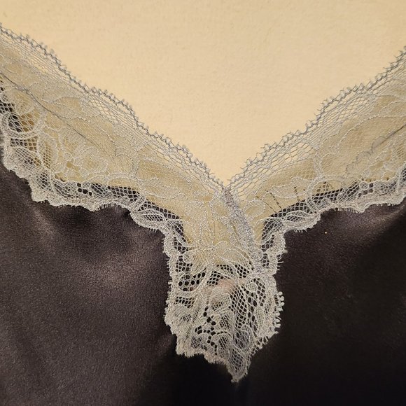 Grey and cream satin lace slip dress - Picture 5 of 14